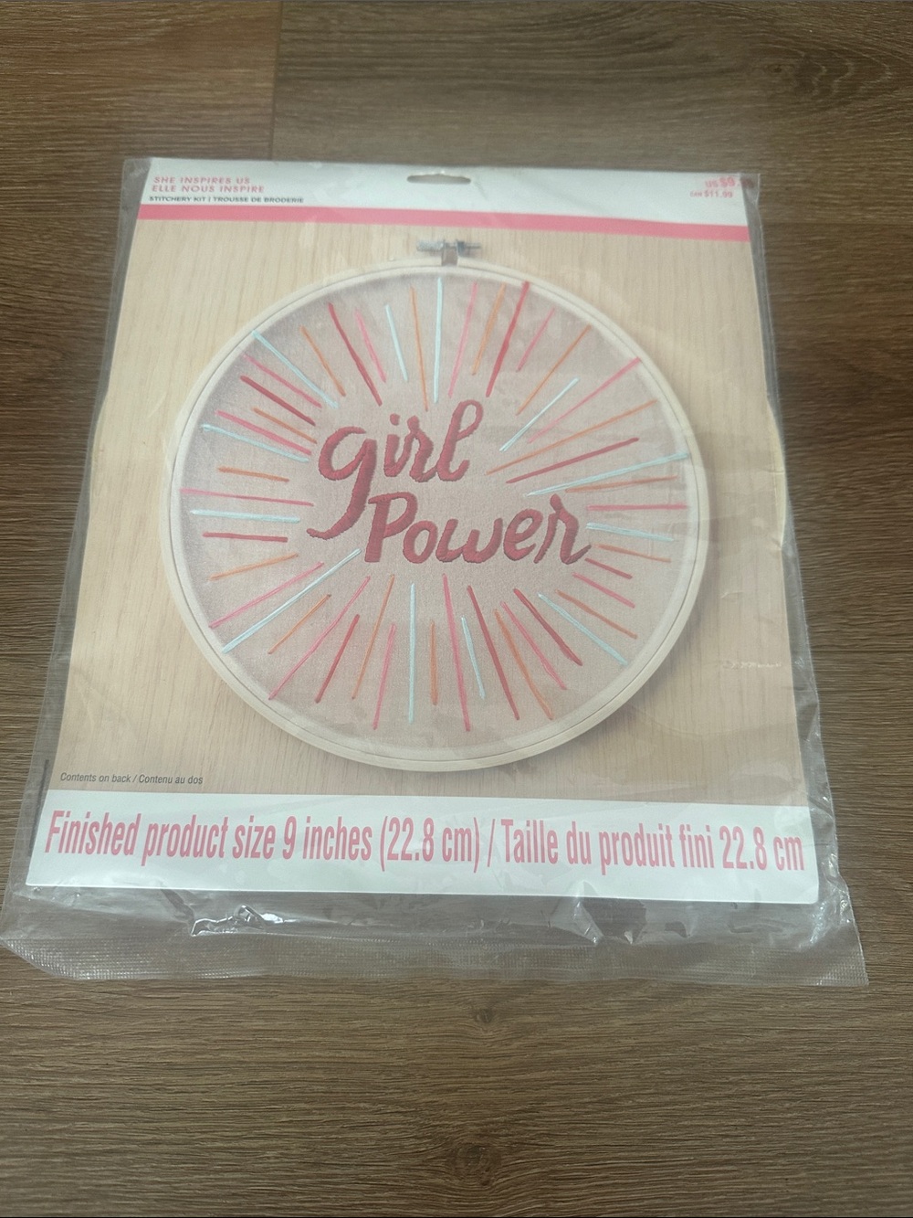 Girl Power Embroidery Hoop Wall Art - Pink Lettering